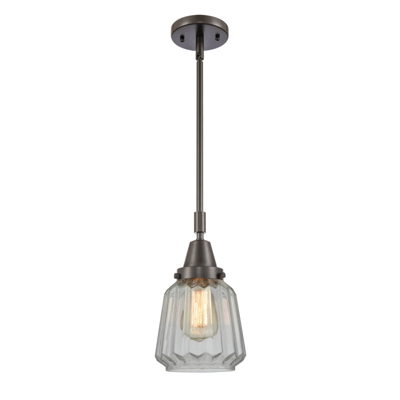 Luminaire suspendu cylindrique à 1 lumière Caggiano, Transparent, Bronze huilé, Ampoule non incluse