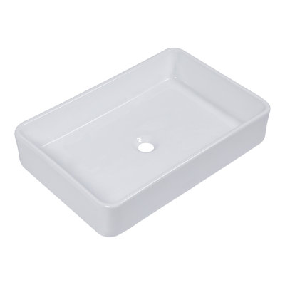 24" x 16" Bathroom Vessel Sink Rectangle White Ceramic Bathroom Sink Above Counter Vessel Sink