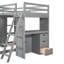 Lit superposé gris avec rangement supplémentaire - Travaillez et jouez confortablement avec un lit simple au-dessus du lit, rangez vos objets dans les tiroirs-305134505