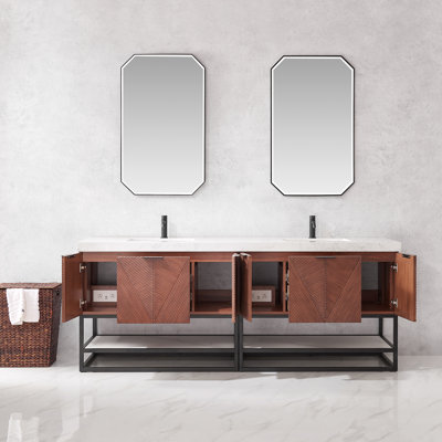 Mahon 84'' Free Standing Double Bathroom Vanity with Artificial Stone Top