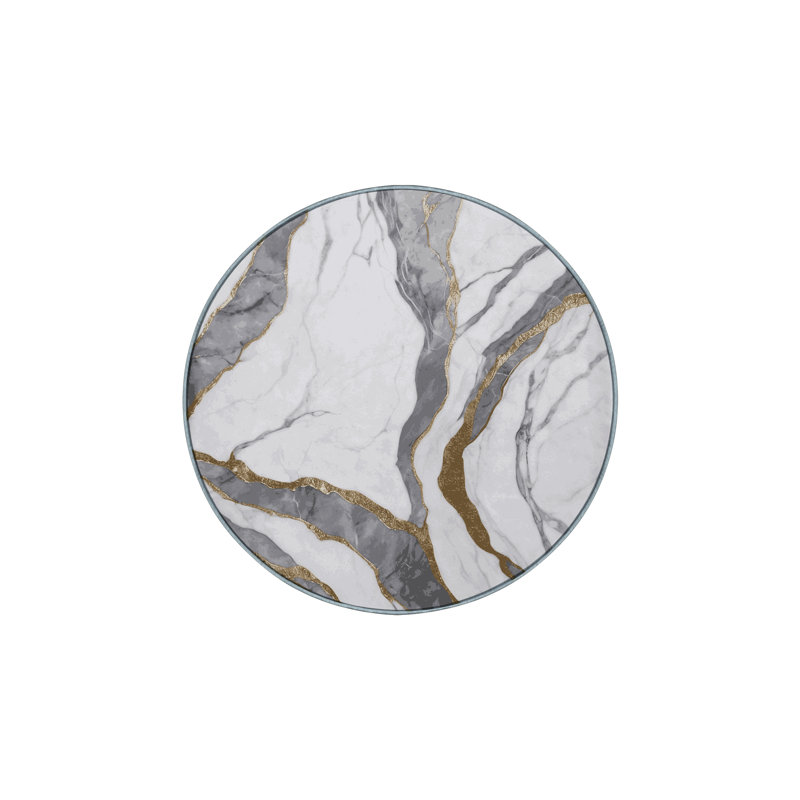 Machine Washable Blue Area Rug, Round 5'
