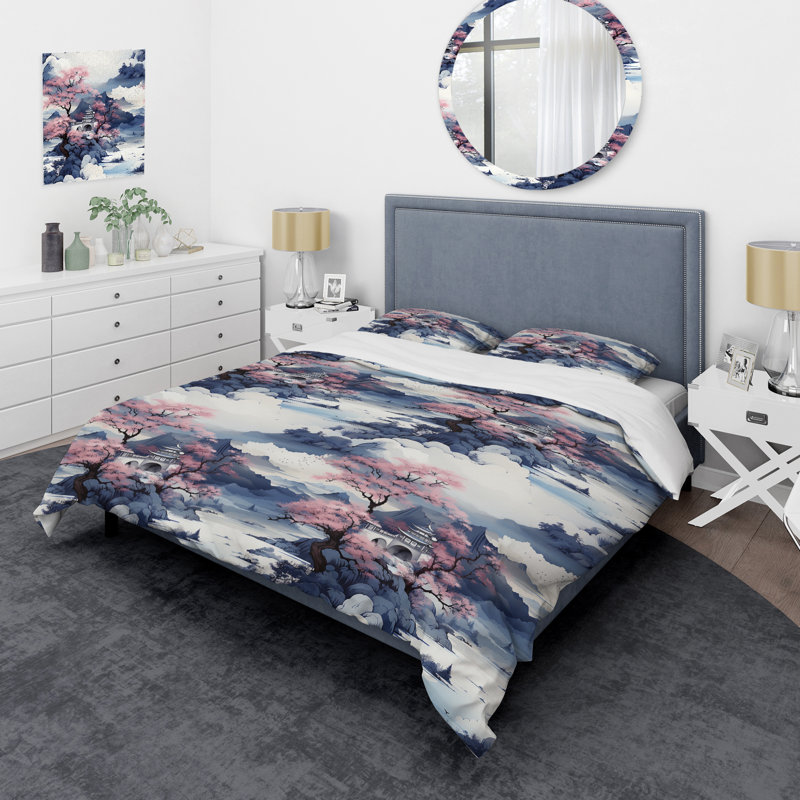 Encre Chine paysage II - ensemble de housse de couette chinois - microfibre de polyester