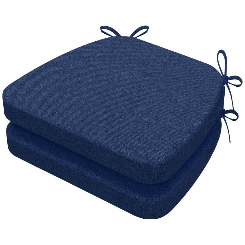17" x 16" x 2" Indoor D-shaped Kitchen Dining Chair Seat Cushion, Blue, 2