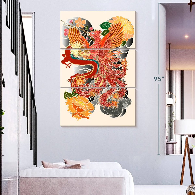Brampt Dragon And Phoenix, 74" H x 48" W