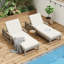 Ensemble de 2 chaises longues de patio avec coussin et dossier réglable pour la cour-1304067455