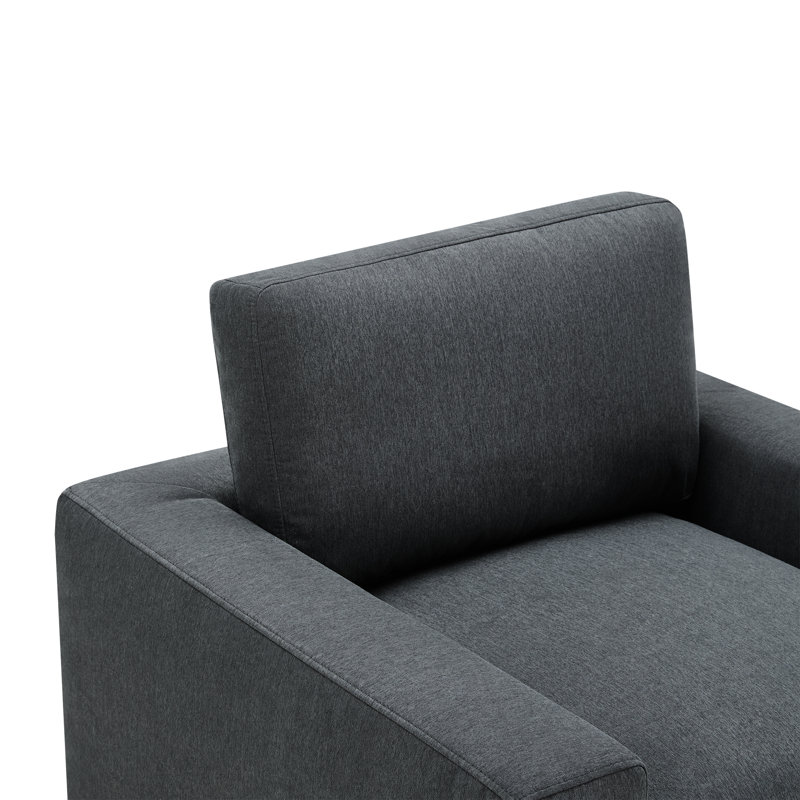 Fauteuil club pivotant rembourré Asher, Sergé poivre gris ardoise foncé Peyton