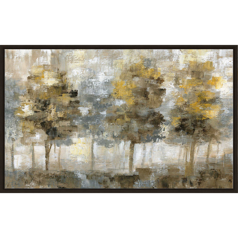 Linen Trees par - Peinture, H 27,5 po x l 43,5 po x P 2 po, Cadre flottant espresso