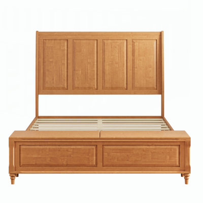 Queen Bed Frame with Tall Headboard and Storage Bench
