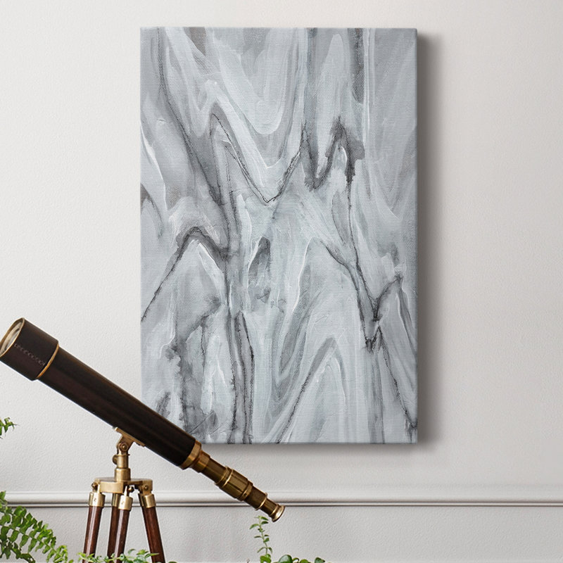 Marbré blanc IV - impression sur toile tendue, H 12 po x l 8 po x P 1 po