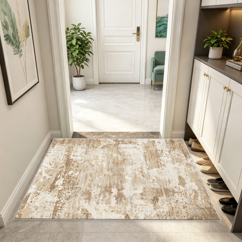Abstract Gold & Beige area rugs for Living Room, Soft and Comfortable, Suitable for all seasons, easy to maintain, machine washable Indoor floor mat, Under Table Farmhouse suitable for Bedroom, Dining Room, Study, Patio, Balcony, Home Decor
