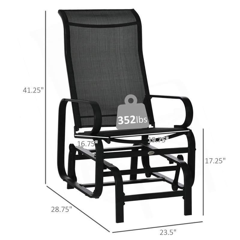 Fauteuil oscillant d'extérieur Outsunny, Noir, Noir