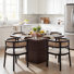 Ensemble de salle à manger contemporain pour 4 personnes avec table cannelée et fauteuils rembourrés en rotin Chassidi