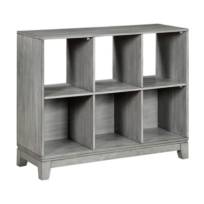 Bibliothèque à 6 tablettes à finition grise, décorations en bois pour la maison, 3 cubes ouverts et rangements, bibliothèque rustique sophistiquée transitionnelle grise, accessoires, bureau / salon de chambre à coucher