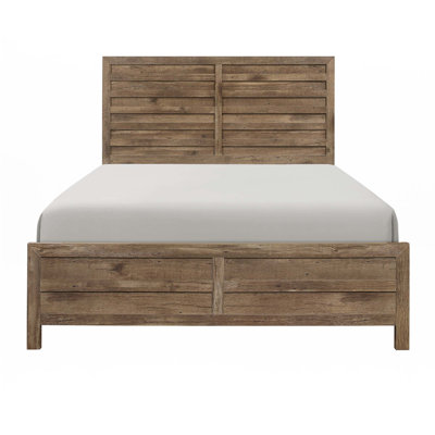 Weathered Pine Finish 1Pc Queen Bed Modern Line Pattern Rusticated Style Bedroom Furniture(Only Bed)