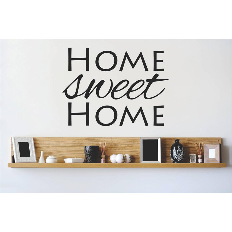 Décalcomanie murale maison, H 20 po x l 20 po x P 0,16 po, Noir