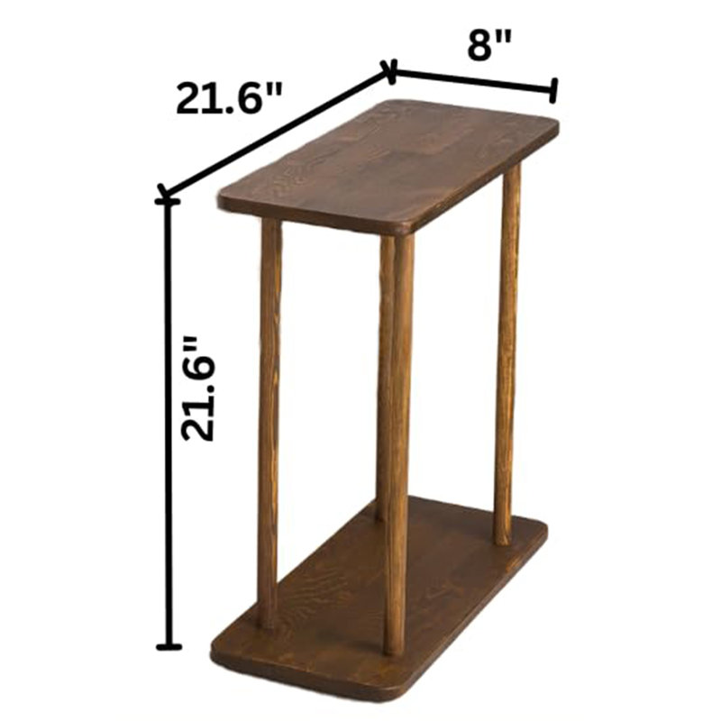 Rectangular Solid Wood Narrow Side Table, Dark Walnut