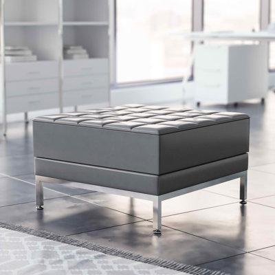 Amjed LeatherSoft Quilted Tufted Modular Ottoman with Stainless Steel Legs
