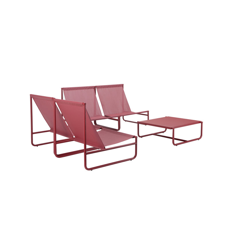 Sean 5 Piece Sofa Set, Red, Red