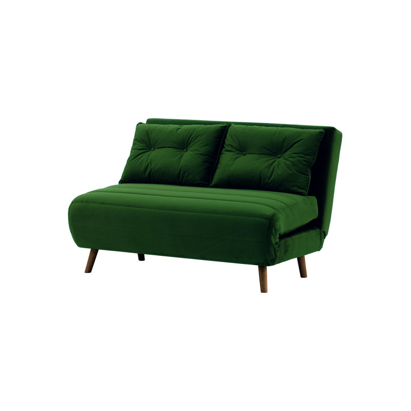 Donald 2 Seater Sofa Bed, Dark Oak, Dark Green,  78cm H X 142cm W X 90cm D