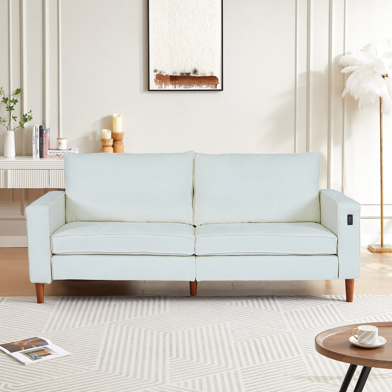 Canapé confortable de 82,6 po Besharat avec USB, canapé-lit moderne pour salon et appartement, 100% chenille beige