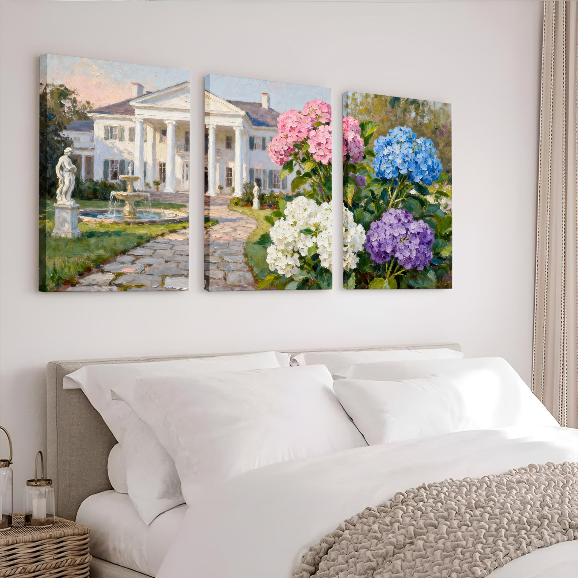 Winston Porter Floral Garden Manor House Canvas Wrapped Wall Art Set of ...