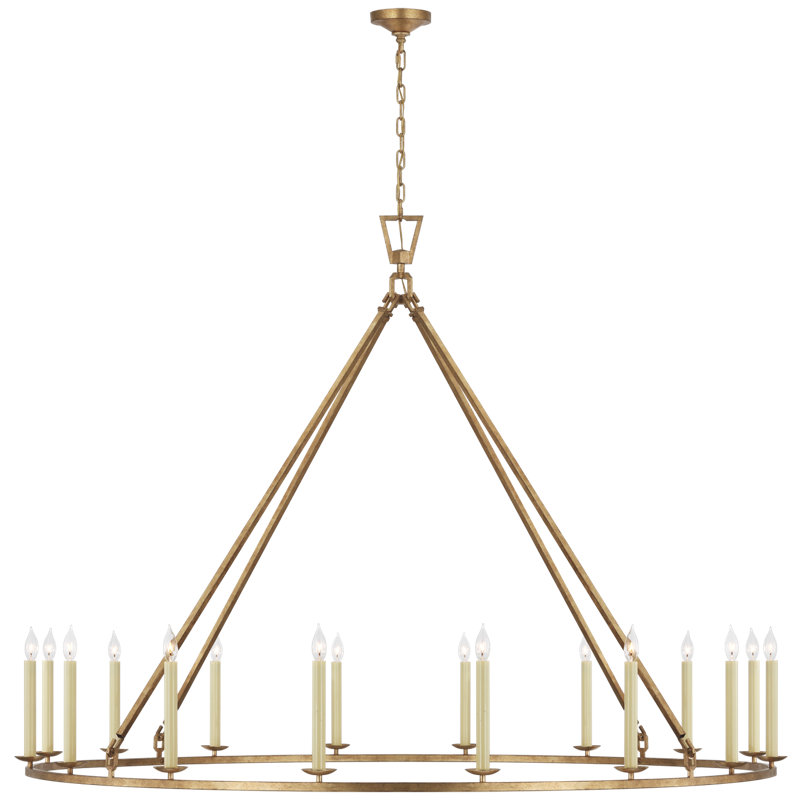 Darlana 16 - Light Wagon Wheel Chandelier, Antique-Burnished Brass, 41.5" H x 61.25" W x 61.75" D