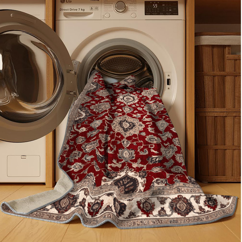 Machine Washable Persian Gray Area Rug, Square 6'