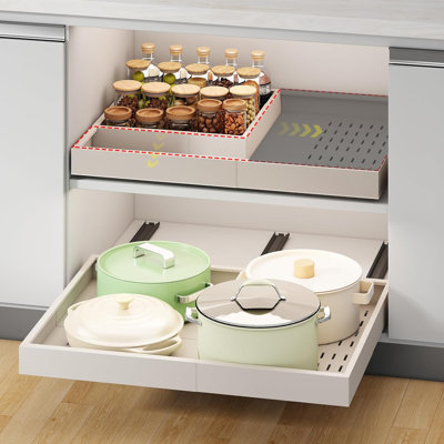 Organisateur d'armoire coulissant, extensible (14 po à 21 po) et profondeur (17 po à 24 po) avec 3 rails
