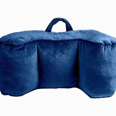 FoamComfort Kids Teen Reading Pillow - Blue Small Bed Rest Back Pillow for Sitting, Shredded Memory Foam Support, Cozy Cushion for Relaxing & Studying