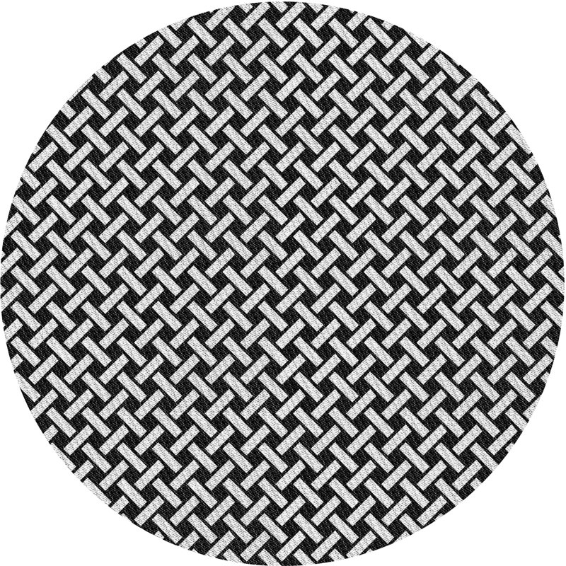 Tapis noir/blanc à motifs, Rond 8 pi