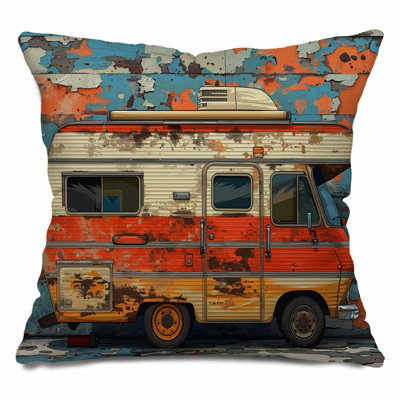Coussin réversible en coton mélangé Camper Van