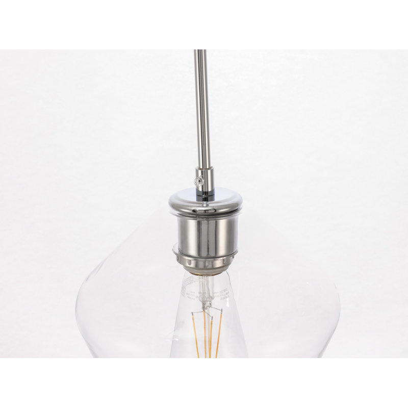 Luminaire suspendu 1 lumière Stutz, Transparent, Rond, Chrome chrome