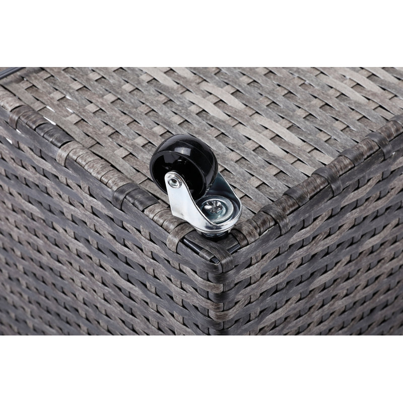 Gray Wicker Rolling File Storage Cabinet with Wheels