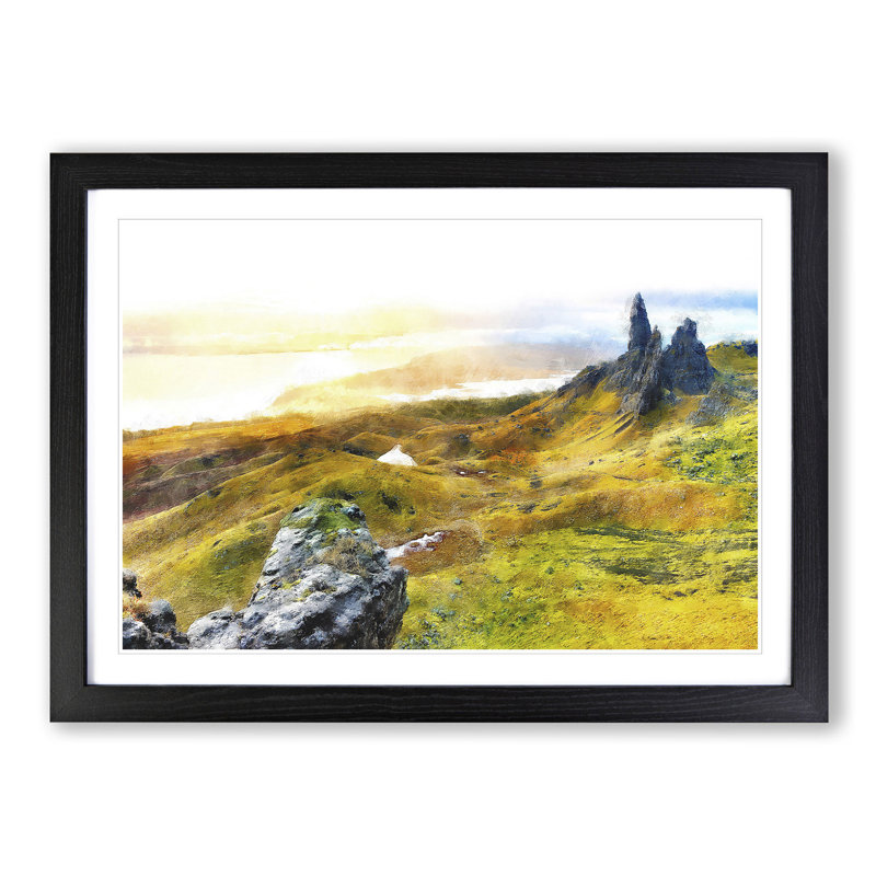 Old Man of Storr in the Isle of Skye - Picture Frame Graphic Art Print on MDF, 24cm H x 33cm W x 2cm D, Black Framed