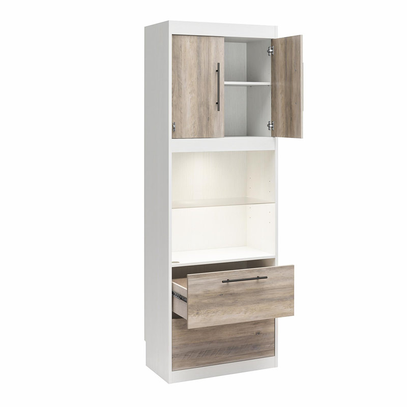 Armoire de rangement à 2 tiroirs Tapaktuan, Blanc / chêne gris