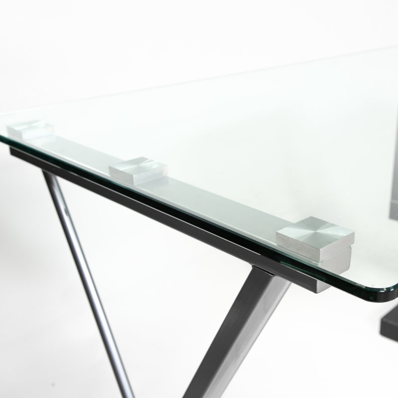 Kelford L-Shaped Glass Top Writing Desk, Black