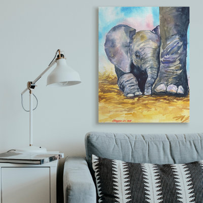 " Baby Elephant at Feet " Painting