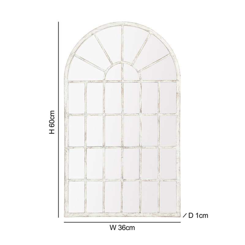 Milano Metal Arch Wall Mirror, White, 60cm H x 36cm W