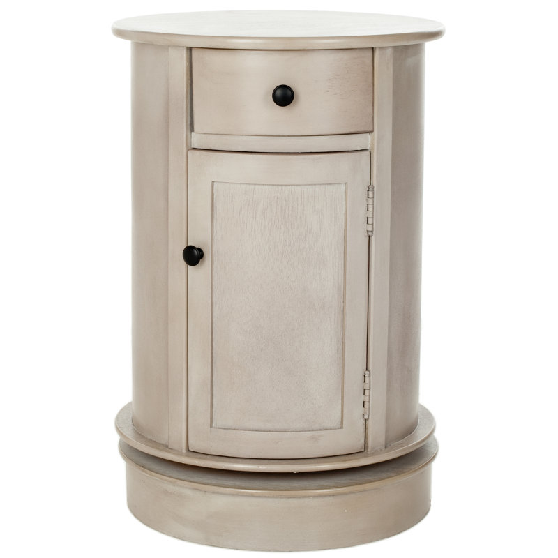 Chaim Solid Wood Tree Stump End Table, Vintage Grey