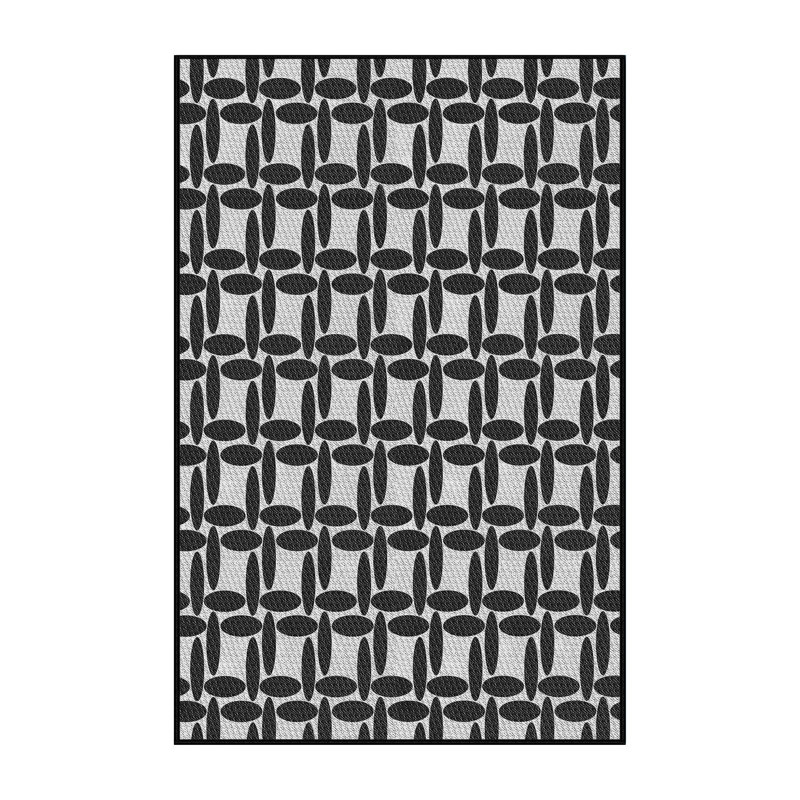 Tapis noir/blanc à motifs, Rectangle 2 pi x 5 pi