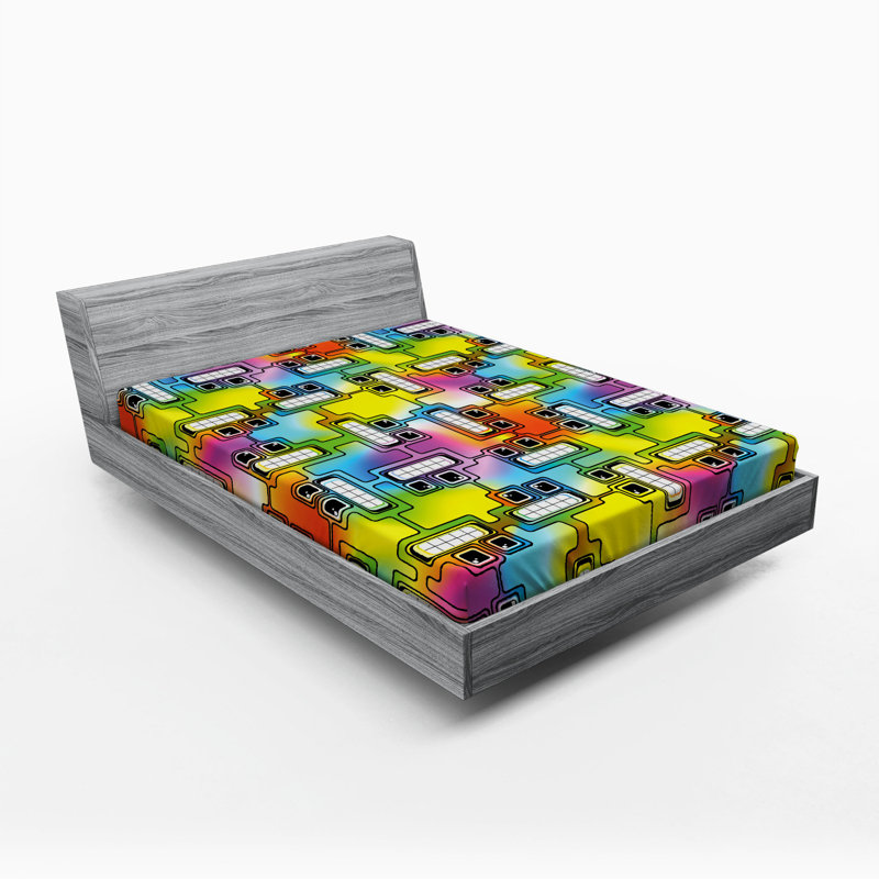 Microfiber Geometric Fitted Sheet, Full Fitted Sheet