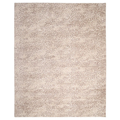 Arash Hand Knotted Tencel Geometric Area Rug in Brown/White/Gray