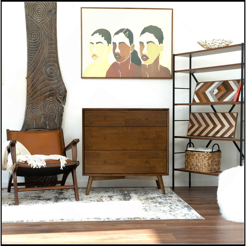 Commode 3 tiroirs pour chambre à coucher Caroline Mid Century Modern
