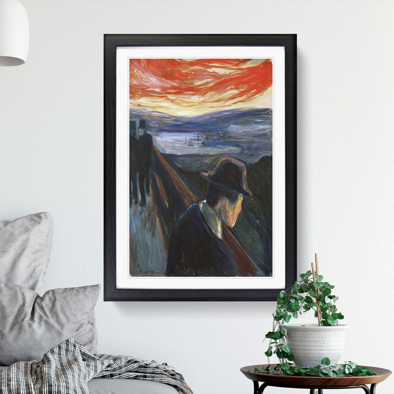 Despair by Edvard Munch - Picture Frame Painting, 48cm H x 36cm W x 2cm D, Black Framed