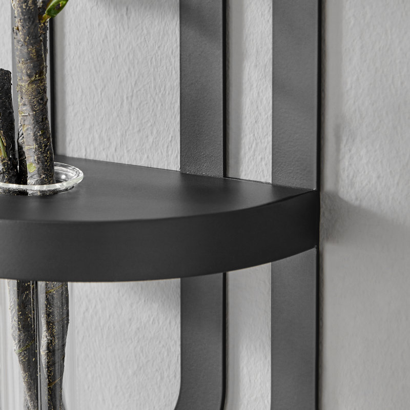 Deckard Modern Black Metal Double Oval Frame Clear Wall Mounted Vase