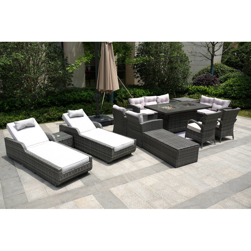 Aliaksey 11 - Person Patio Conversation Set with Cushions