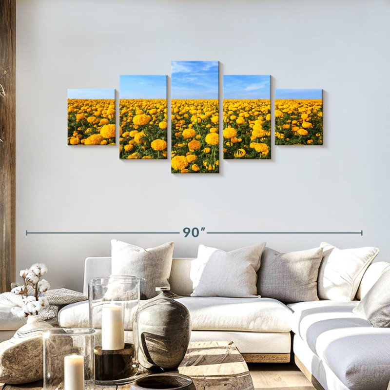 Marigold Field, 30" H x 68" W