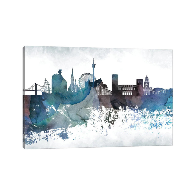 Gothenburg Bluish Skyline by WallDecorAddict - Wrapped Canvas Print, 20.32cm H x 30.48cm W x 1.91cm D
