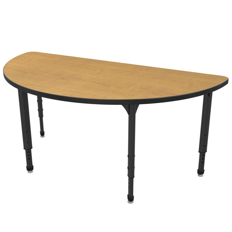 Table d'activité semi-ronde à hauteur réglable Marco Apex Series, Noir, Chêne solaire