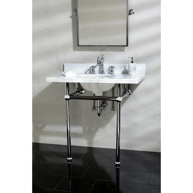 Kingston Brass Templeton 36-Inch Vanity Top with Brass Legs (8-Inch, 3-Hole), Polished Chrome